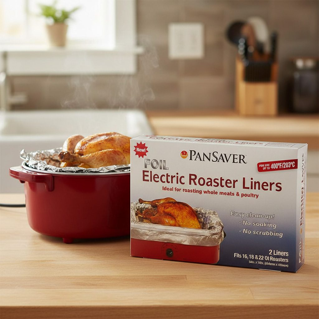 roaster liners for electric roasters in a retail box of 2 liners