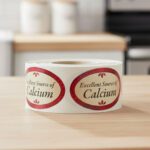 excellent source of calcium label oval with red border
