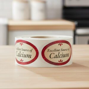 excellent source of calcium label oval with red border