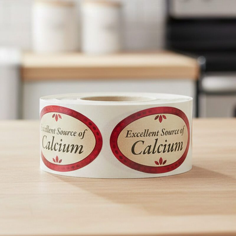 excellent source of calcium label oval with red border