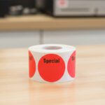 Special sticker on a round sticker with room to write