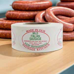 Mild Italian sausage on an oval sticker