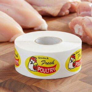 grade A fresh poultry label on an oval sticker