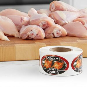 Grade A Fresh Poultry Label Butcher Sticker - 500/roll