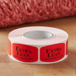 Extra Lean sticker with text that reads cook ground beef to 160 degrees