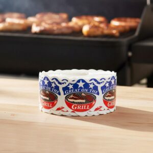 Great On The Grill BBQ Label Stickers roll of labels next to grill