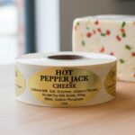 Hot Pepper Jack cheese sticker on gold foil label