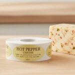 Hot pepper cheese sticker on gold foil label