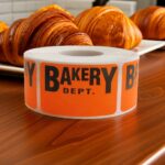 rectangle bakery department label on a roll of stickers