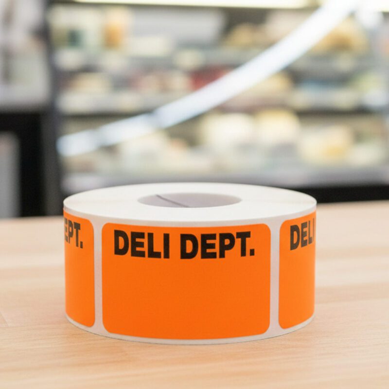 500439-Deli-Department-Label deli department sticker on a rectangle orange label