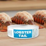 lobster tail sticker on a rectangle label with preparation suggestion