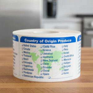 Country of origin check off sticker
