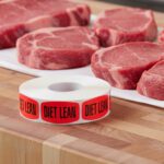 diet lean sticker on a red label with black print