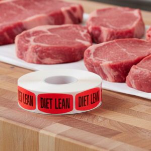 diet lean sticker on a red label with black print