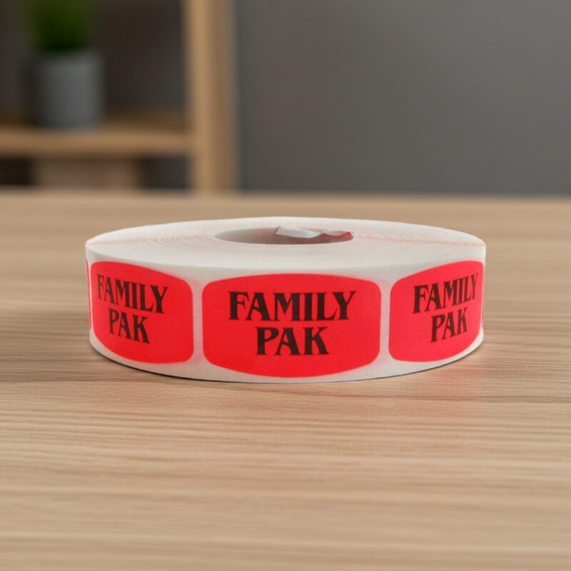 510027-Family-Pack-Label-Dayglo-Stickers family pack sticker on a red label with black print