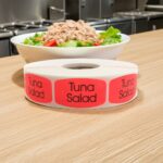 Tuna Salad sticker red identification label with black print