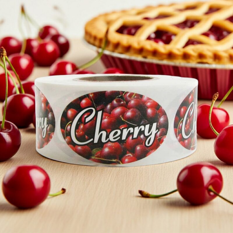 560041-Cherry-Label-Bakery-Flavor-Stickers cherry stickers with photo of cherries on the label