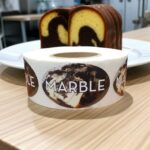 marble cake sticker with marble cake pictured on label
