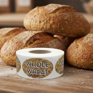 whole wheat sticker showing wheat on the label