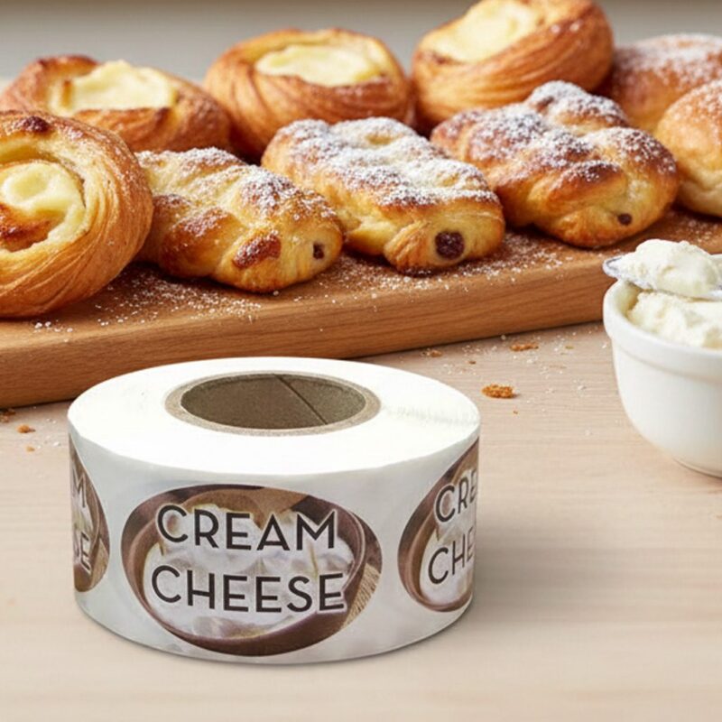 560075-Cream-Cheese-Label-Bakery-Flavor-Stickers cream cheese sticker with cream cheese pictured on the label