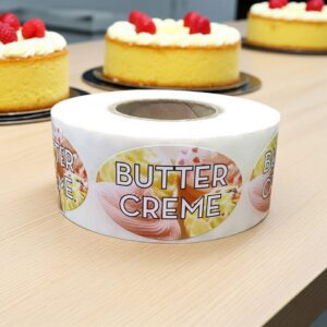 butter creme label showing brightly colored frosting