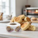 english muffin sticker on a roll of labels