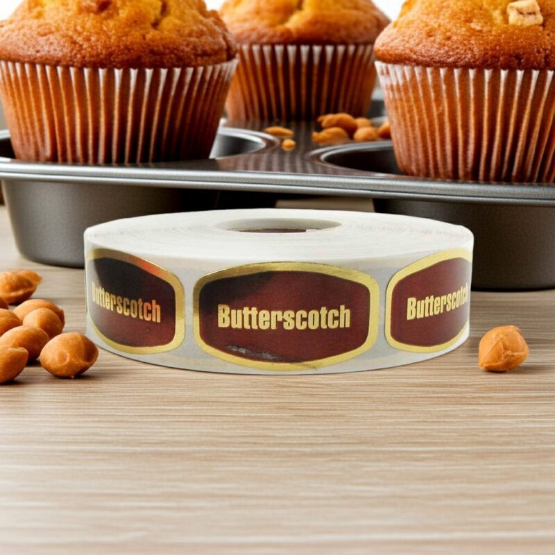 568014-Butterscotch-Label-Bakery-Flavor-Stickers2 butterscotch gold foil sticker