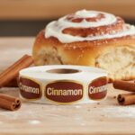 a roll of cinnamon gold foil labels