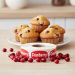 cranberry sticker on a roll of labels