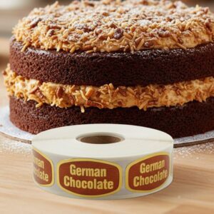 a roll of german chocolate gold foil labels