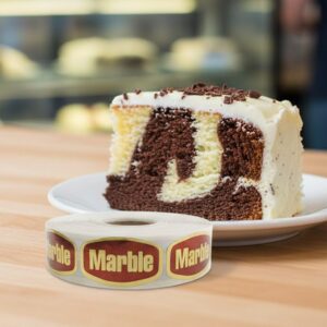 marble cake sticker on a gold foil label