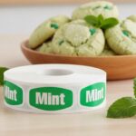 mint label with a green background and white text