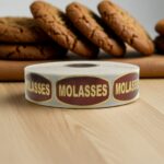 molasses sticker on a gold foil label