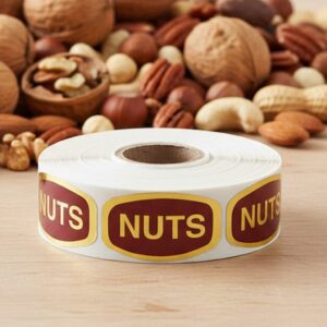 nuts sticker from a gold foil label