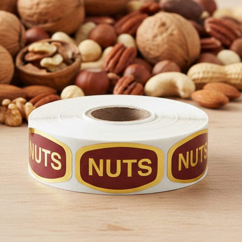 nuts sticker from a gold foil label