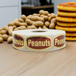 peanuts sticker on a gold foil label