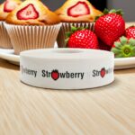 strawberry label white with black print