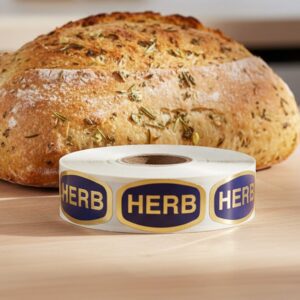 Herb sticker next to herb bread