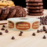 chocolate chocolate chip sticker on a gold foil label