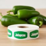 jalapeno sticker on a white label with green print