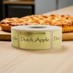 dutch apple sticker on a rectangle gold foil label