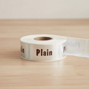 plain sticker on a rectangle silver foil label