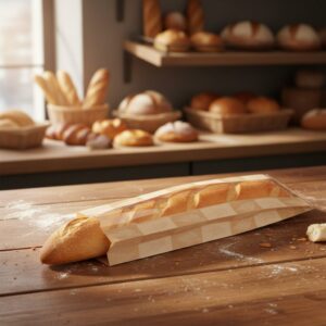 Baguette Bread Bag with natural kraft design and window