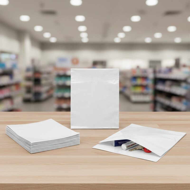 white plastic shopping bag for small retail carryout