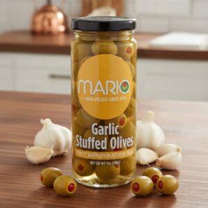 Mario Green Olive Stuffed with Garlic 7oz Jar (6-PACK)