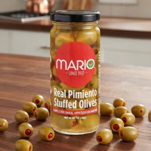 Mario Green Olive Stuffed with Pimiento 7oz Jar (6-PACK)