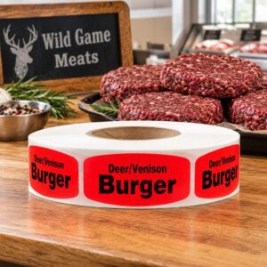 Deer/Venison Burger Label Stickers - 1000/roll